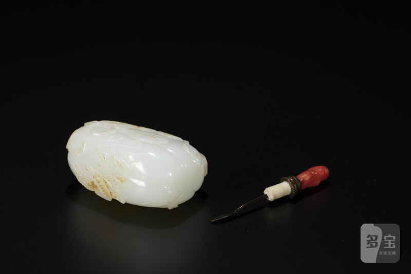 清  白玉瓜瓞绵绵鼻烟壶 - 图8